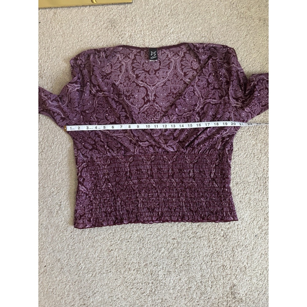 Vintage 90s 00s Boho Whimsigoth Flare Sleeve Top V Neck Paisley Purple Plus Size - Picture 8 of 8